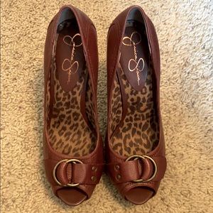 Jessica Simpson Burnt Brown open toe heel